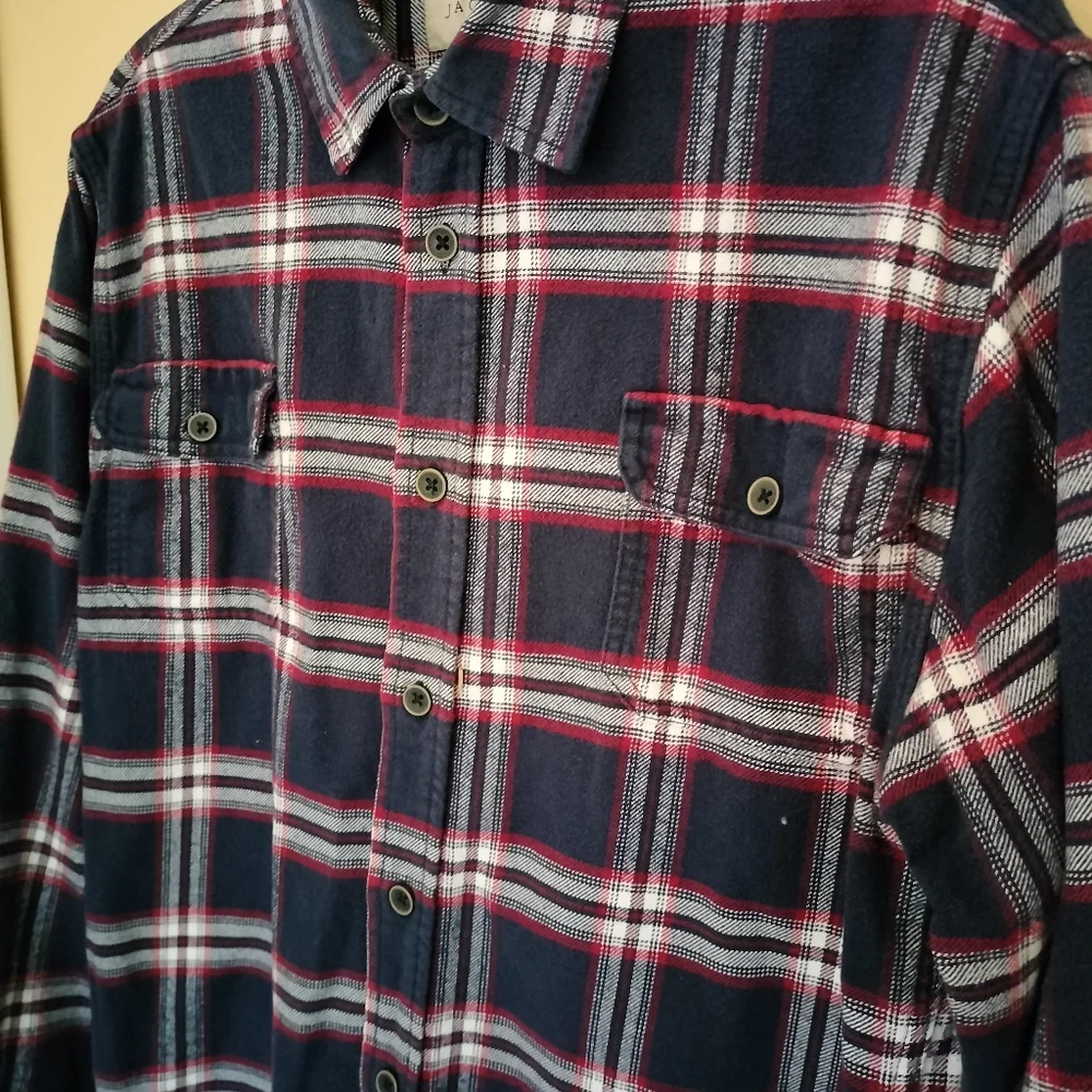 Jachs Set Of 2 Mens Cotton Flannel Mens Shirts M Check Plaid Modern Outdoorsy